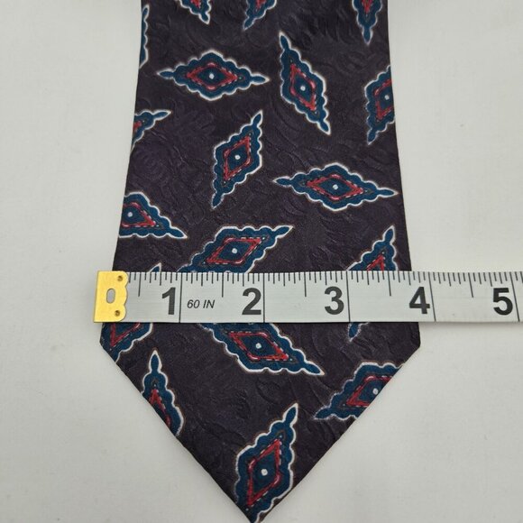 Camden Court Mens Tie Blue Red Grey Abstract Made in the USA Wide RN16484 - Picture 2 of 5